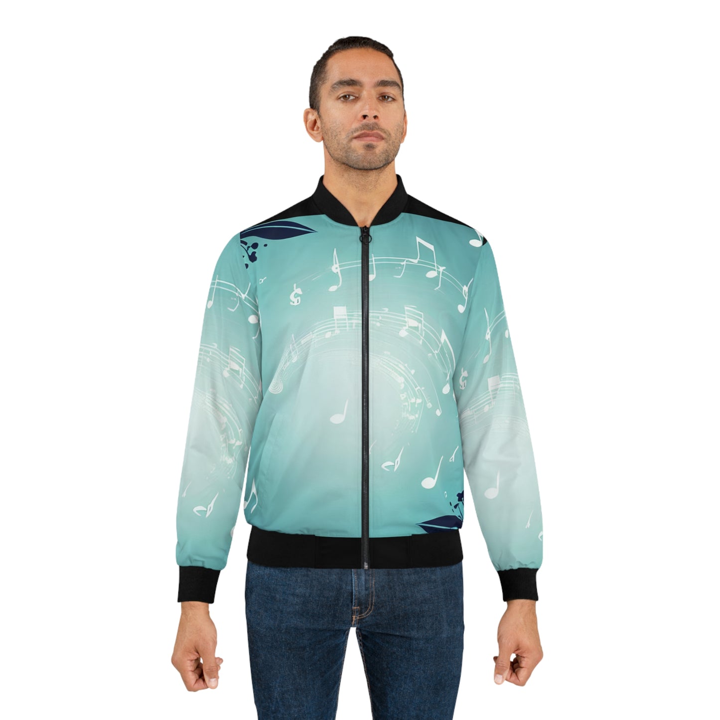 Men's Bomber Jacket - Music Note Breeze Full Sleeve