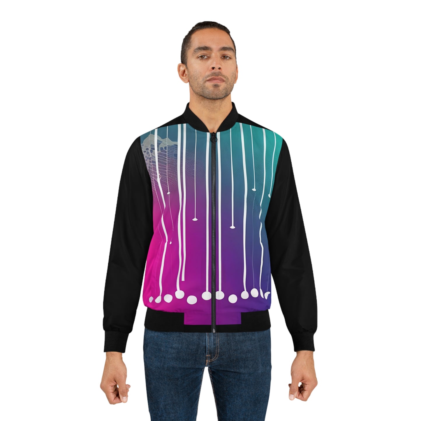 Men's Bomber Jacket - Music Note Rain