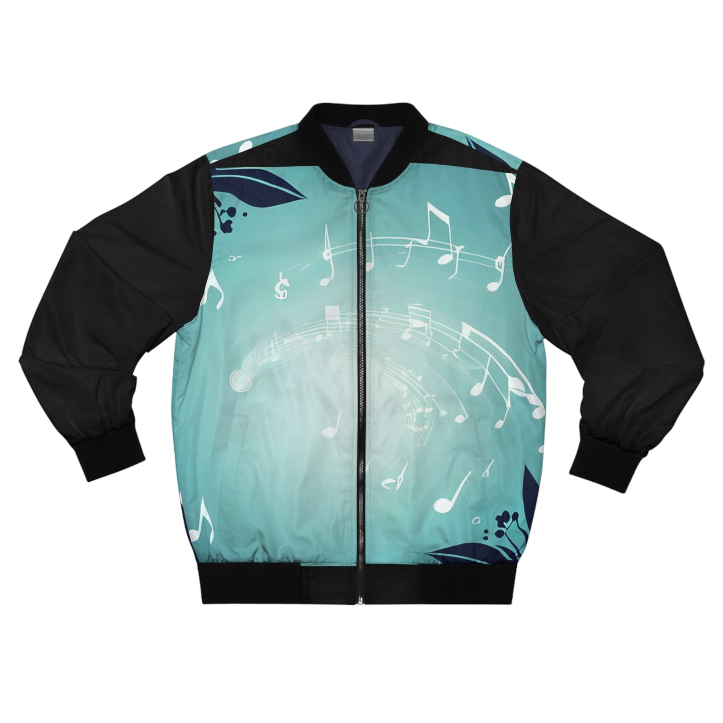 Men's Bomber Jacket - Music Note Breeze Black Sleeve