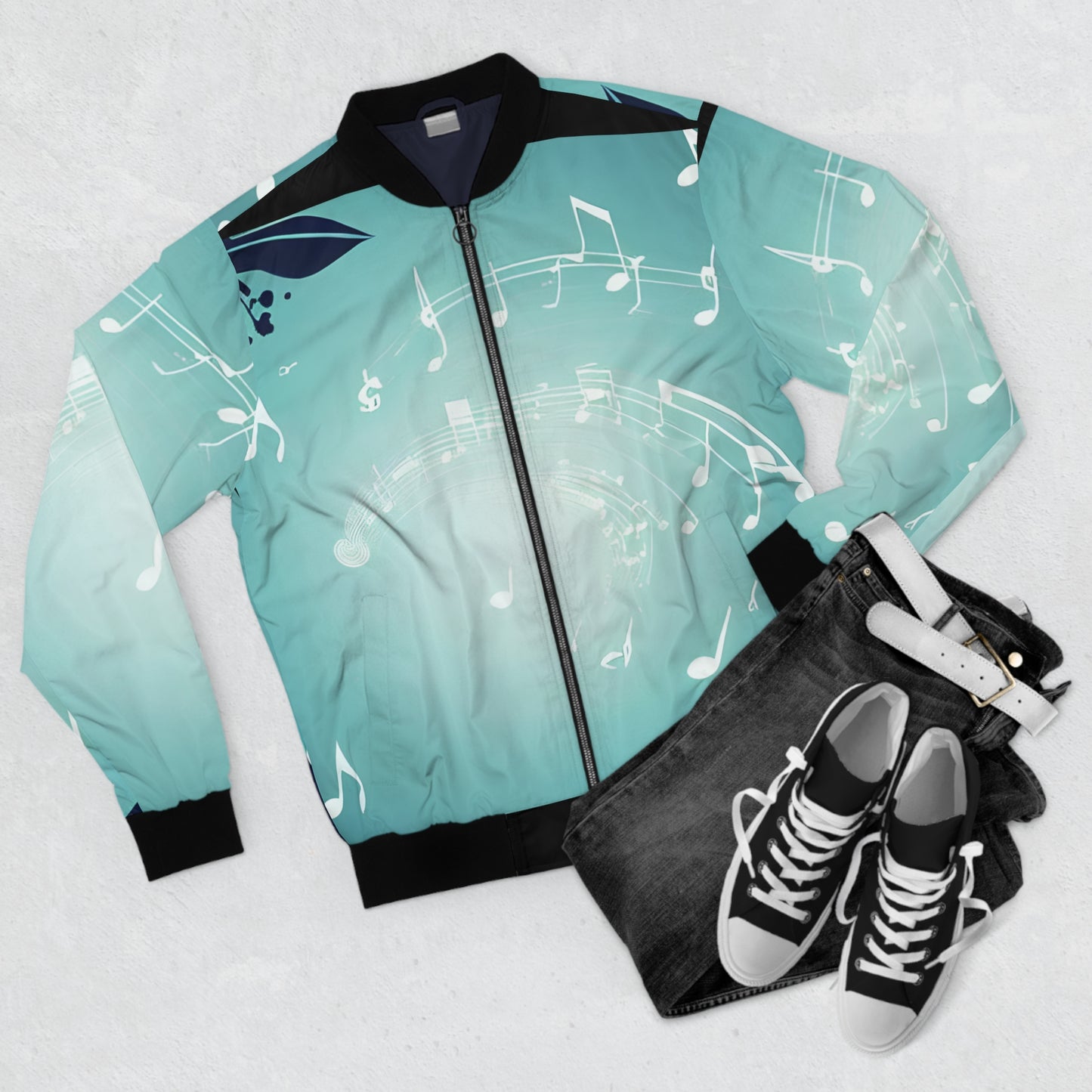 Men's Bomber Jacket - Music Note Breeze Full Sleeve